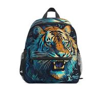 LINNIKEEEE Tigre Oeuvre Cool Sac à Dos pour Tout-Petits,Mini Sac à Bandoulière avec Clip Sifflet pour Voyage Enfants de 1 à 6 Ans