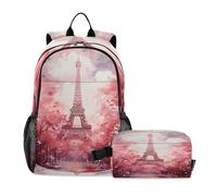 LINNIKEEEE Tour Rouge De Paris Sac À Déjeuner Ensemble Sac À Dos Pour Étudiants - Sac D'École Léger Durable pour Garçons Filles