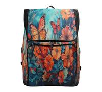 LINNIKEEEE Œuvres D'Art Fleurs Papillons Sac à Dos Étudiant Sac à Dos Grande Capacité pour Jeunes Filles Garçons