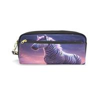 LINNIKEEEE ZèBre Lueur éLéGant Naturel Étui à Crayons en Cuir,Trousse Élève Scolaire Sac à Crayons Trousse de Maquillage pour Garçon Fille