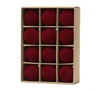Linnkyfloa 1 boîte de boules de Noël - Finition velours floqué tissu plastique léger pour décoration d'arbre à faire soi-même 6 cm/8 cm de diamètre (6 cm rouge vin)