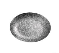 Linnkyfloa Assiette de service ronde extra épaisse en acier inoxydable martelé, style vintage, pour steak, barbecue, desserts et boissons, couleur argentée pour la maison, les cafés (14 cm)