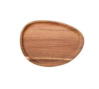 Linnkyfloa Assiette ovale irrégulière en bois pour dessert, collation, fruits, fromage et salade, vaisselle en bois massif pour la maison et les fêtes (20 x 28 cm)