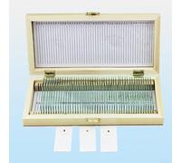 Linnkyfloa Boîte en bois à 50 trous pour diapositives de microscope - Pour laboratoire, science, éducation, recherche - Organiseur avec verrou 22,9 x 10,5 x 3,5 cm (50 pièces)