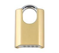 Linnkyfloa Cadenas à combinaison robuste à 4 chiffres en alliage de zinc avec anse de 8 mm, haute sécurité réinitialisable pour portail extérieur, abri de jardin, garage, casier F (doré)