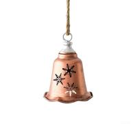 Linnkyfloa Cloche en métal avec motif flocon de neige et cintre en jute pour la décoration de la maison, convient pour l'intérieur et l'extérieur (flocons de neige cuivré)