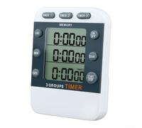 Linnkyfloa Compte à rebours numérique avec 3 alarmes indépendantes, volume réglable et silencieux, grand écran LCD, minuteur magnétique de cuisine de 99 heures, blanc (basique)