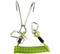 Linnkyfloa Crochet de plongée avec fermoir magnétique, crochet de sécurité en acier 316, cordon en caoutchouc extensible de 1,8 m, charge de 190 kg (vert fluo)