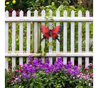 Linnkyfloa Décoration murale en acrylique en forme de papillon pour extérieur, jardin, terrasse, véranda - Résistant aux intempéries - 25 x 20 cm - Multicolore (bleu/orange) (orange)