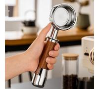 Linnkyfloa E61 Group Head - Panier filtrant amovible de 58 mm 51 mm avec poignée en bois en acier inoxydable (304) sans fond pour porte-filtre (58 mm pour E61)