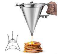 Linnkyfloa Entonnoir distributeur de pâte à crêpes en acier inoxydable avec grande capacité de 1800 ml, 3 buses pour cupcakes, mélange à gâteaux et boulangerie