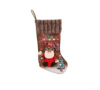 Linnkyfloa Grande chaussette de Noël avec lumières conçues pour les fêtes de fin d'année, matériau en tissu adapté pour la décoration festive et une utilisation saisonnière (M3-25 ancien modèle)