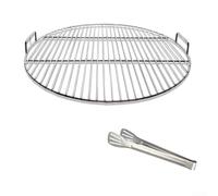 Linnkyfloa Grille de cuisson ronde - Avec clips de barbecue en acier inoxydable pour modèles 7432 57 cm, barbecue à charbon de bois, antiadhésive (55 cm)
