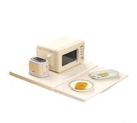 Linnkyfloa Grille de four extractible en acier inoxydable pour cuisine - Étagère extensible pour micro-ondes, réglable de 39 cm à 65 cm, organiseur de comptoir peu encombrant (blanc)