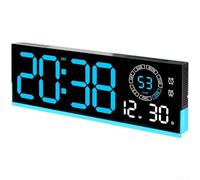 Linnkyfloa Horloge murale numérique LED moderne à luminosité réglable RVB avec affichage lumineux, calendrier, double alarme et thermomètre, pour chambre à coucher, salon, bureau, décoration