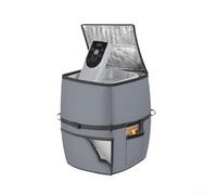 Linnkyfloa Housse de pompe de chauffage spa résistante aux déchirures en tissu Oxford isolé anti-poussière avec boucles en nylon et accès facile pour pompe de spa extérieur (gris, 43 x 35 x 54 cm