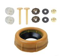 Linnkyfloa Joint d'étanchéité pour bride de toilette en cire épaisse - Kit de montage en ABS - 4 cm - Avec couvercles à vis - Finition dorée - Joint anti-fuite (N02)