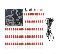 Linnkyfloa Kit de panneau lumineux LED à monter soi-même avec microcontrôleur pratique à souder, kit de panneau lumineux fluide, 75 x 75 mm, projet de soudure électronique pour débutants (cordon)