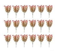 Linnkyfloa Lot de 18 fleurs d'automne artificielles résistantes aux UV avec décoration florale violette d'eucalyptus à longue tige pour une utilisation en extérieur sûr