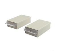 Linnkyfloa Lot de 2 boîtes de rangement empilables en plastique pour composants, vis, outils, tiroirs transparents translucides avec poignée, montage mural ou empilable sur table, gris