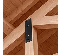 Linnkyfloa Lot de 2 plaques de réparation plates en acier droit robuste pour structures de jardin, pergolas, pavillons - 25,4 cm × 3 situé dans × 0,12 situé dans le support de connexion Plaque de