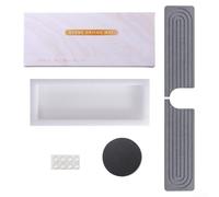 Linnkyfloa Lot de 2 tapis de robinet absorbant l'eau - 40 x 10 cm - Tapis anti-gouttes en terre de diatomée antidérapant à séchage rapide en forme de U pour cuisine et salle de bain - Blanc et gris