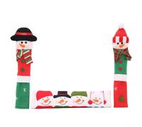 Linnkyfloa Lot de 3 housses de poignée bonhomme de neige pour réfrigérateur et micro-ondes en tissu velours doux et ruban de fixation pour protéger des traces de doigts et de la chaleur (52013)