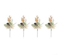 Linnkyfloa Lot de 4 citrouilles artificielles et baies de 45 cm avec feuilles d'érable, bouquet de fleurs artificielles pour festival des récoltes saisonnières, vase d'intérieur (B039)