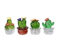 Linnkyfloa Lot de 4 décorations de pot de fleurs en résine transparente, jolies décorations de voiture pour tableau de bord, bureau, étagère, petites plantes succulentes artificielles (petite taille)