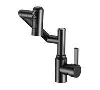 Linnkyfloa Mitigeur de salle de bain en acier inoxydable avec bec pivotant à 360°, affichage numérique de la température Celsius, fonctionnement sans piles et débit d'eau à 3 modes (noir)