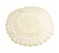 Linnkyfloa Nappe ronde en dentelle au crochet faite à la main pour décoration d'intérieur, centre de table de mariage et table basse, beige, 65-100 cm (beige 95-100 cm)