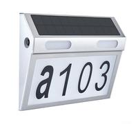 Linnkyfloa Numéro de maison à énergie solaire avec éclairage LED, étanche IP65, panneau d'adresse extérieur pour la maison et le jardin, construction en acier inoxydable et polycarbonate