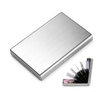 Linnkyfloa Organiseur de cartes de crédit en métal avec construction en acier inoxydable, 6 emplacements sécurisés à clipser, étui accordéon fin avec blocage RFID pour un rangement facile des cartes