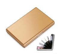 Linnkyfloa Organiseur de cartes de crédit en métal avec construction en acier inoxydable, 6 emplacements sécurisés à clipser, étui accordéon fin avec blocage RFID pour un rangement facile des cartes