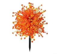 Linnkyfloa Plantes d'automne artificielles sur piquet de jardin, 57 cm d'eucalyptus artificiel avec feuilles d'oranger, décoration extérieure, feuillage d'automne résistant aux intempéries