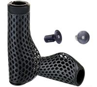 Linnkyfloa Poignées de guidon de vélo imprimées en 3D, ergonomiques, absorbant les chocs, maille respirante, 22,2 mm, anneaux de verrouillage antidérapants avec extrémités de barre, noir (A)