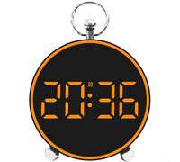 Linnkyfloa Réveil numérique LED moderne avec grand affichage clair de la date et commande vocale, veilleuse à intensité variable, fonctions multiples, design compact, orange