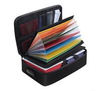 Linnkyfloa Sac à documents ignifuge avec serrure 7 compartiments résistant aux températures élevées pour certificats, argent, voyage, 35,6 cm