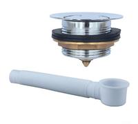 Linnkyfloa Siphon de baignoire en laiton et plastique avec bouton poussoir pour utilisation de vidange de sol de salle de bain, design bloquant, compatible avec support (tuyau + tuyau)
