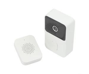 Linnkyfloa Sonnette vidéo sans fil KEMENT, HD avec changeur de voix et bidirectionnel, interphone WiFi alimenté par la sécurité de la maison, blanc