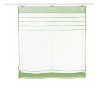 Linnkyfloa Store romain à œillets 120 x 140 cm Dimout Rideau de fenêtre en polyester pour cuisine ou bureau Gris clair Comprend 3 crochets en V et 8 tringles transparentes (vert)