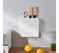 Linnkyfloa Support mural pour outils de cuisine avec design invisible et anti-poussière, installation sans perçage, blanc 20,3 x 3,8 x 21 cm