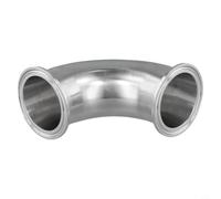 Linnkyfloa Tuyau coudé à 90 degrés pour virole sanitaire - Trois colliers de serrage et extrémités de bride 250 PSI en acier inoxydable 304 pour l'industrie pharmaceutique des boissons (51 mm)