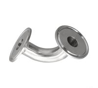 Linnkyfloa Tuyau coudé à 90 degrés pour virole sanitaire - Trois colliers de serrage et extrémités de bride en acier inoxydable 304 250 PSI pour l'industrie pharmaceutique des boissons (19 mm)
