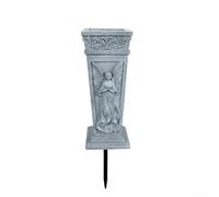 Linnkyfloa Vase tombeau en résine avec relief, récipient à fleurs de cimetière gris, décoration de jardin avec trous de drainage, résistant aux intempéries (B)