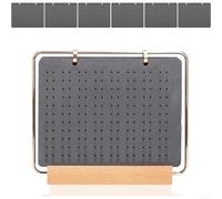 Linnkyfloa Vitrine pour collectionneurs de broches : organiseur de 6 porte-badges en acrylique avec cadre en bois pour épingles à collectionner, broches et badges (gris)