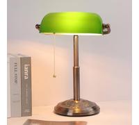 LINNMON Lampe de bureau Bankers, lampe rétro verte, lampe vintage avec interrupteur à chaîne pour bureau à domicile (cuivre + vert)
