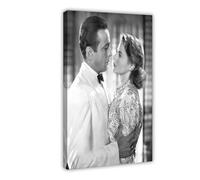 LINNPE Humphrey Bogart & Ingrid Bergman in The Film Impression sur toile pour chambre à coucher, bureau, cadeau 20 x 30 cm