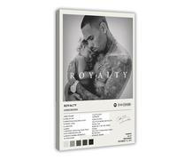 LINNPE Impression sur toile signée de Chris Brown Royalty Music Album - Décoration pour chambre à coucher, bureau, chambre - Cadeau - 30 x 45 cm