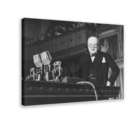 LINNPE Impression sur toile Winston Churchill donnant un discours noir et blanc - Décoration murale pour salon, chambre à coucher - 20 x 30 cm